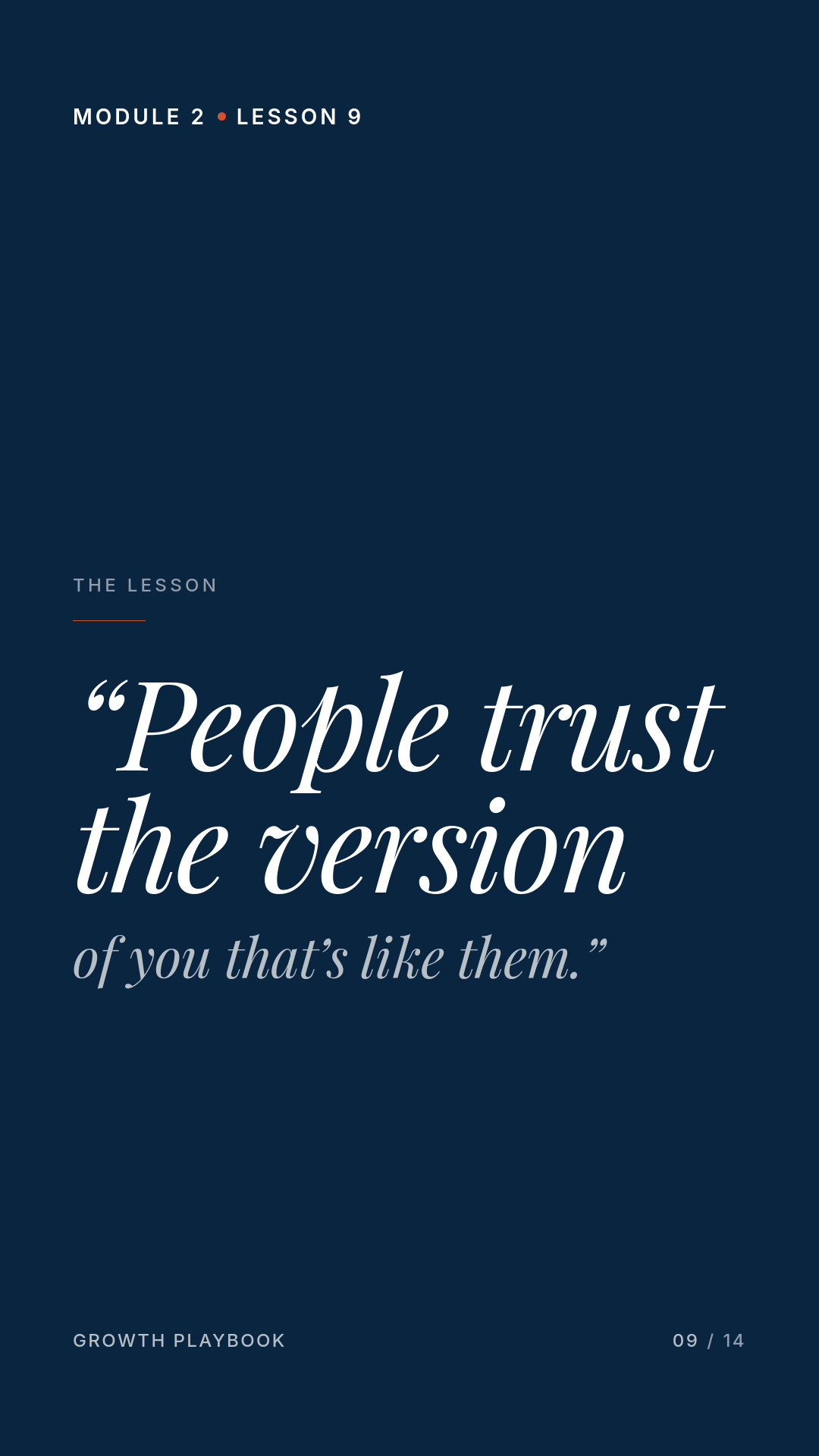 Card 1 of 5: “People trust the version of you that’s like them.”