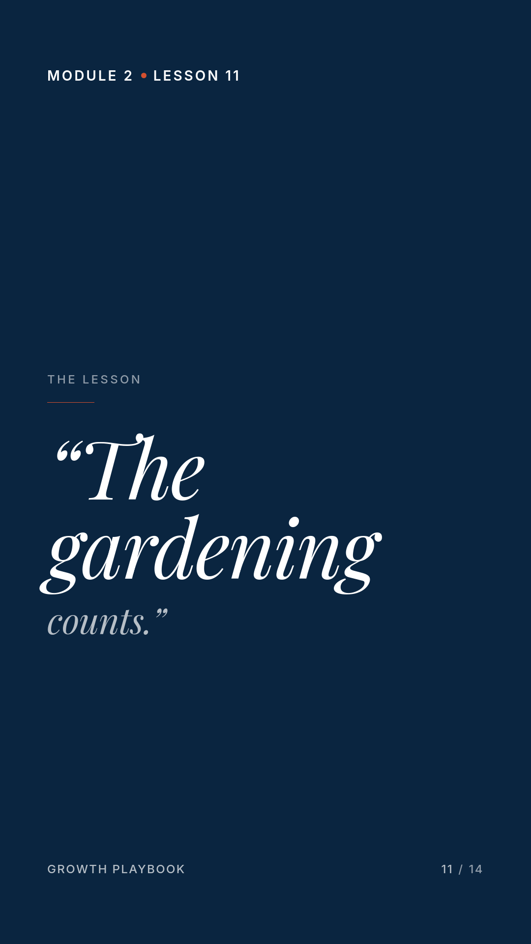 Card 1 of 6: “The gardening counts.”